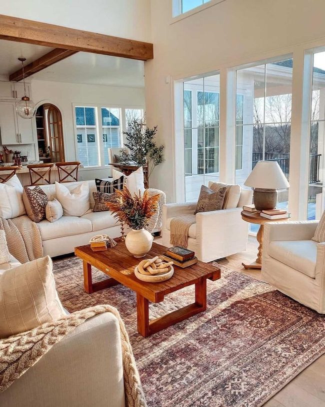 Cream And Wood Bohemian Living