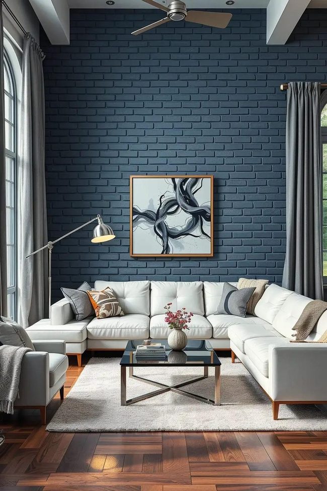 Navy Brick Wall Statement