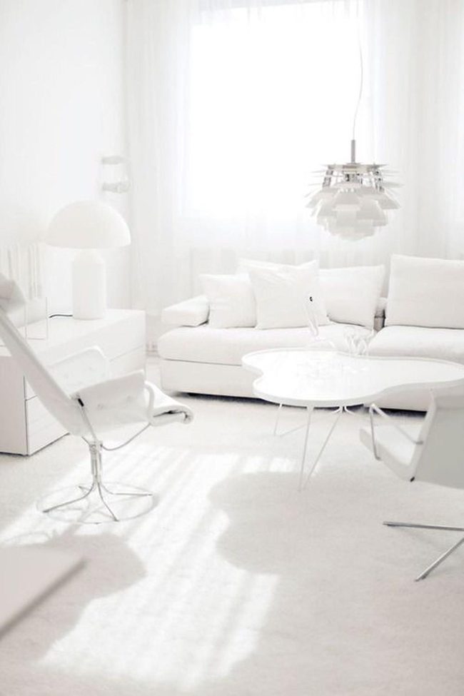 Sunlit White Room With Modern Pendant
