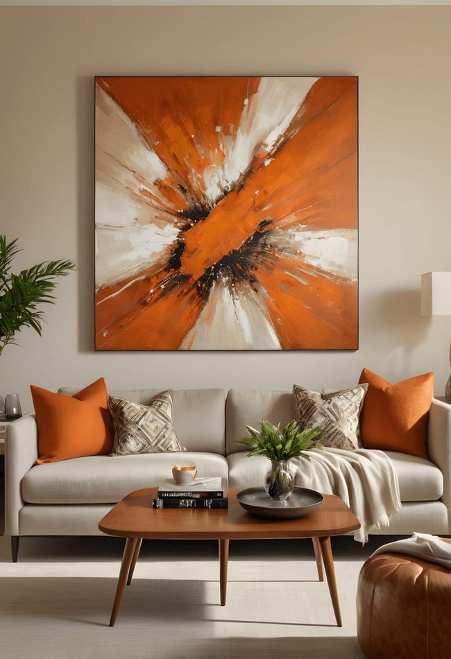 Burnt Orange Statement Art Walls