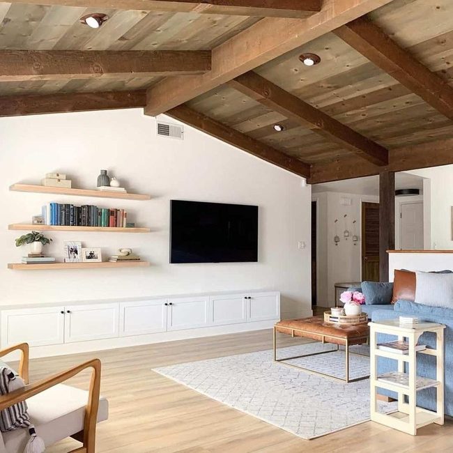 Rich Wood Beams Meet Bright White