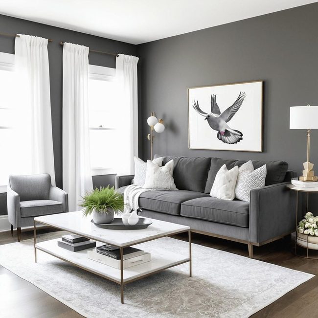Gray White Sitting Area Sophistication
