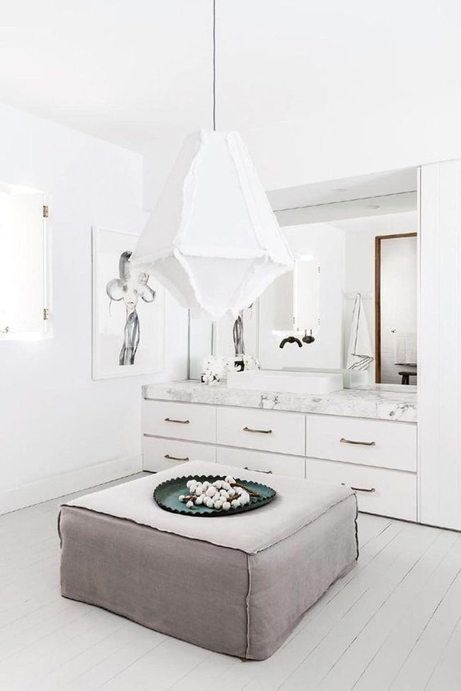 Marble And Gray Minimalist Bathroom