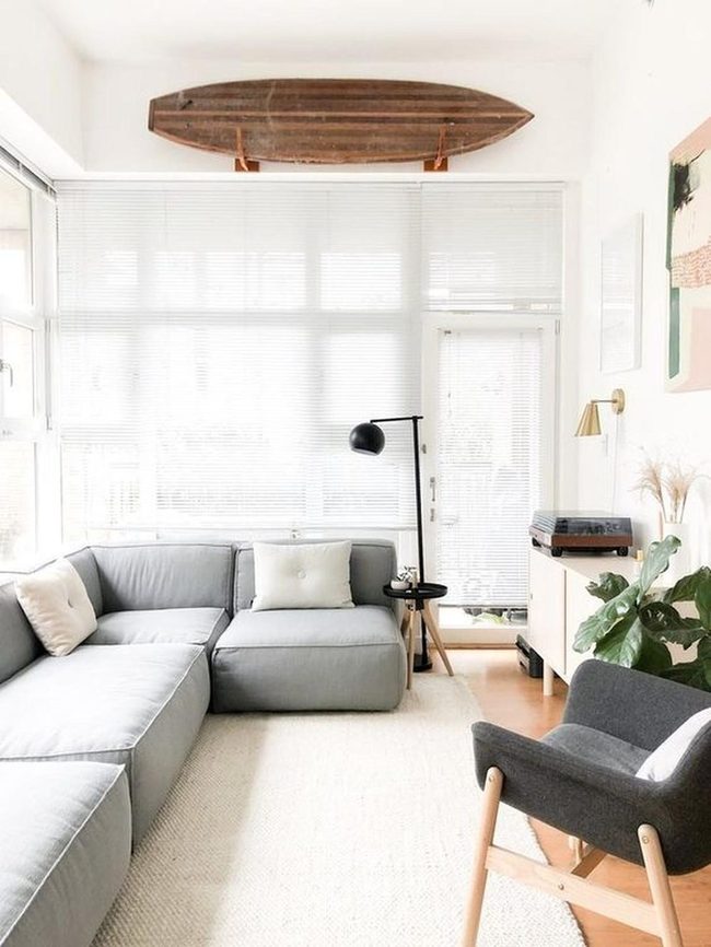 Wooden Surfboard Meets Modern Gray