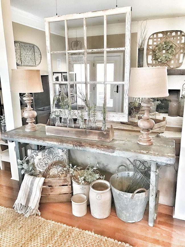 Carved Reclaimed Wood Floral Table