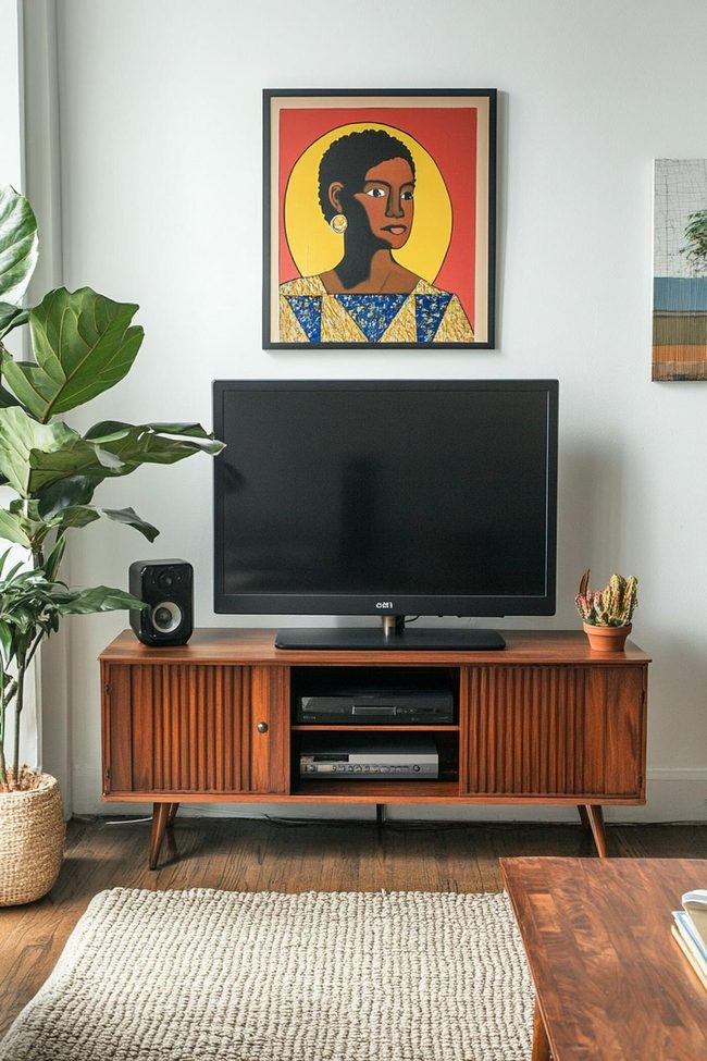 Statement Artwork Elevates Tv Stand