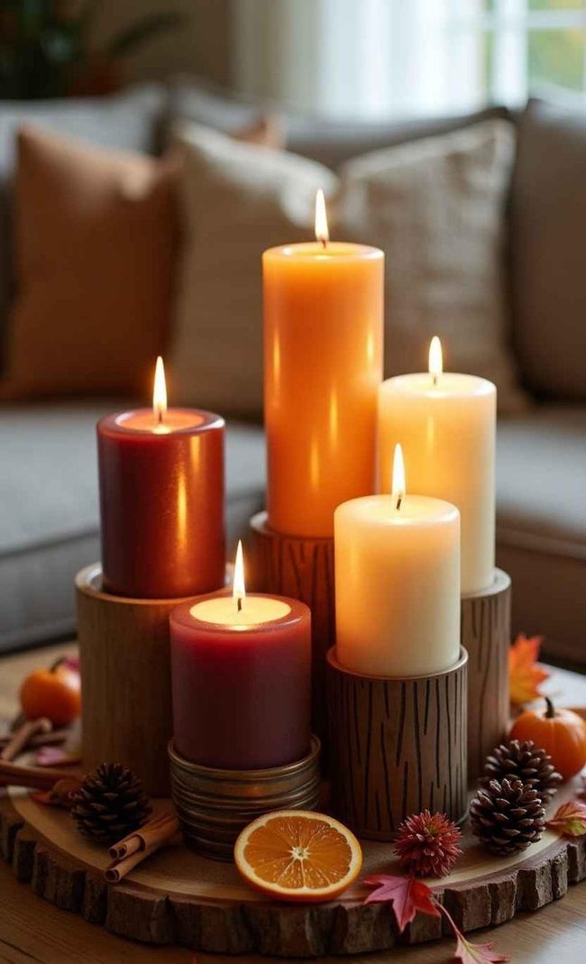 Autumn Candle Cluster Display