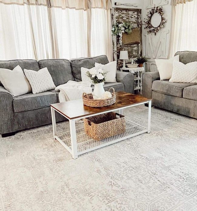 Beige Sheer Curtains Frame Gray Sofa