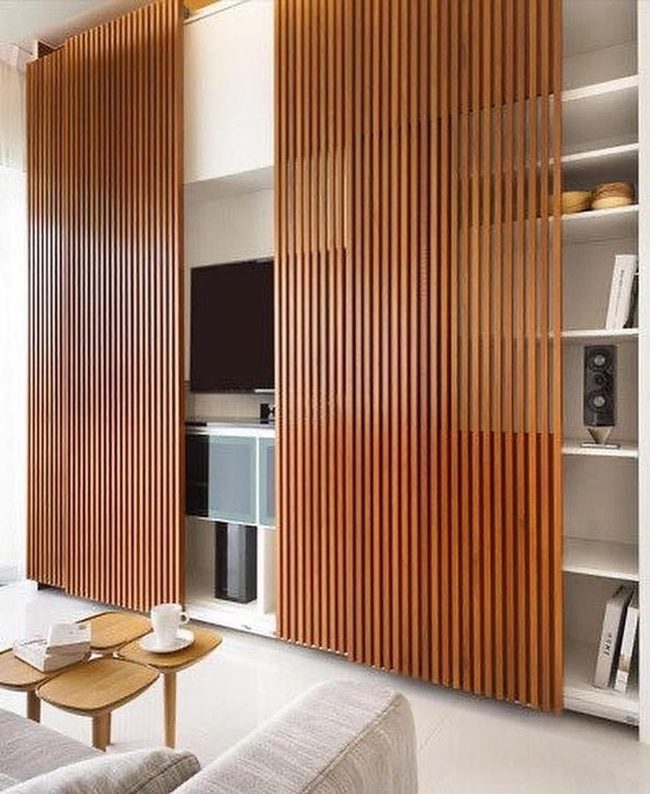 Hidden Tv Wood Slat Wall