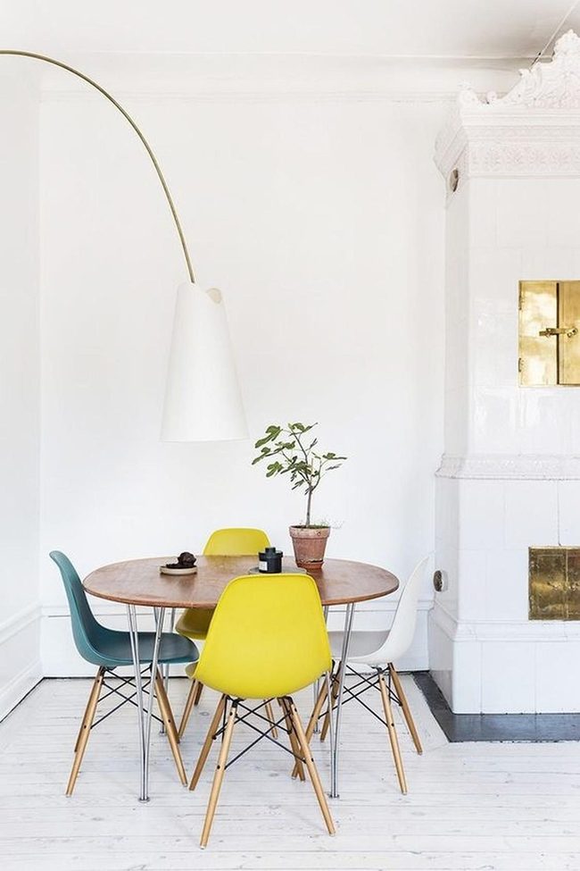 Colorful Chairs Light Wood Kitchen