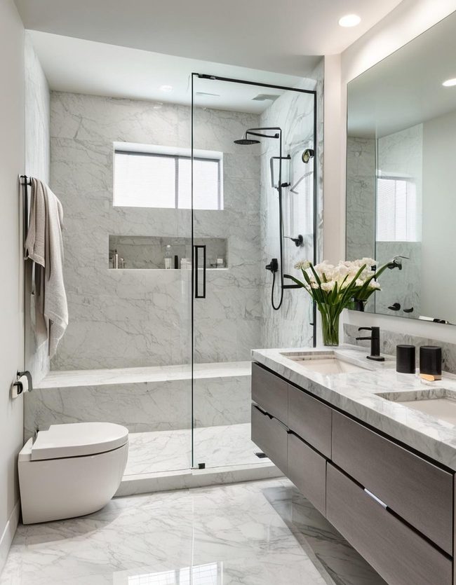 Marble and Chrome Bathroom Minimalism