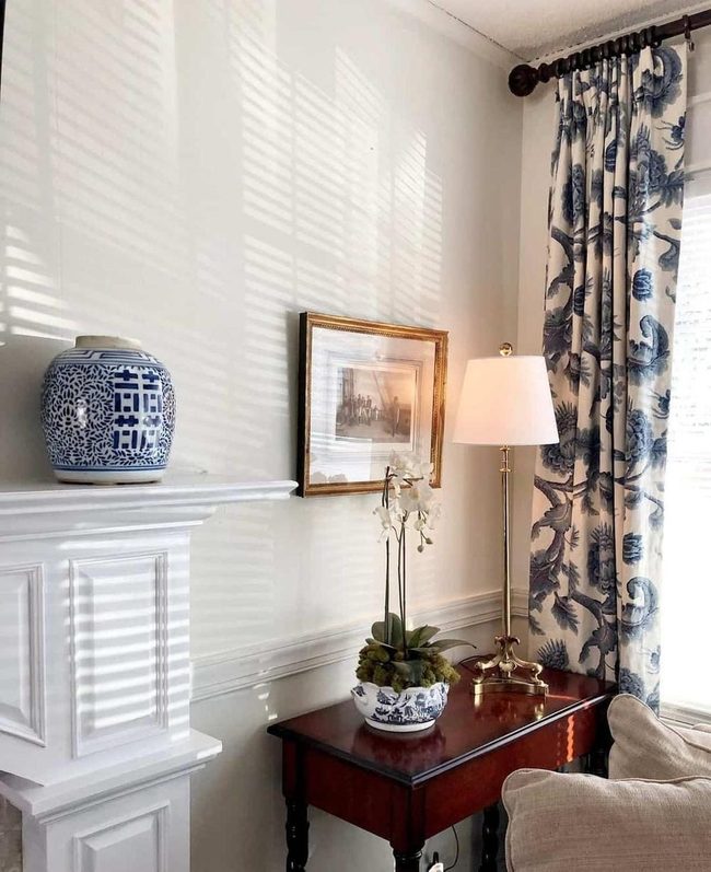 Blue Accents Meet Warm Wood