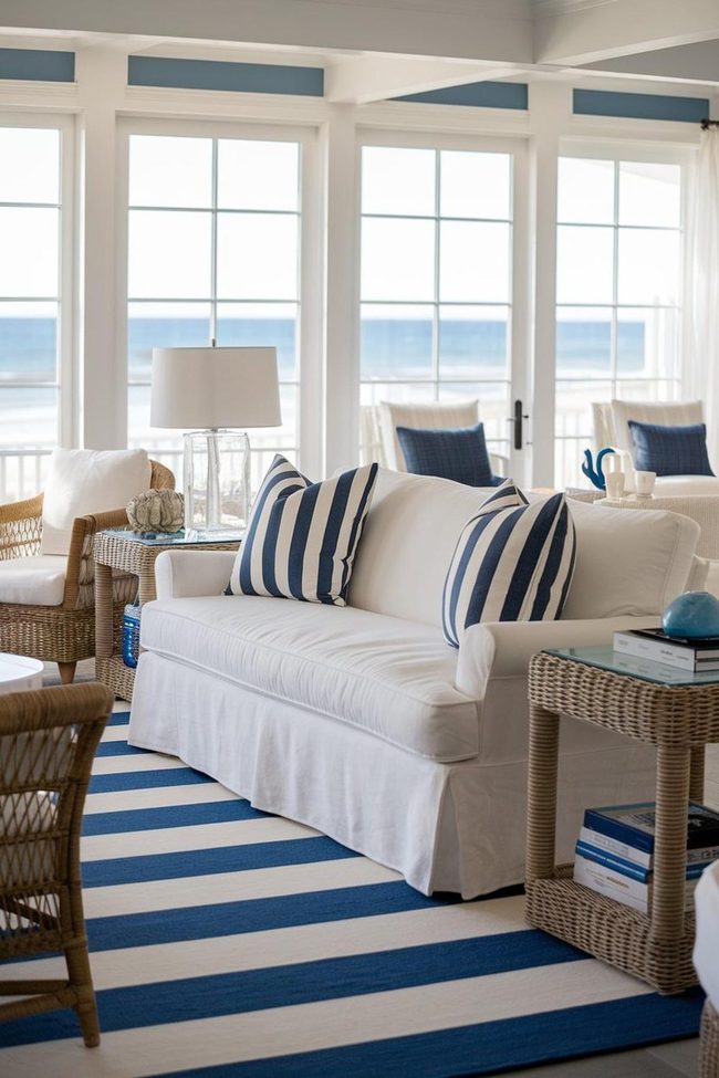 Blue and White Striped Coastal Living