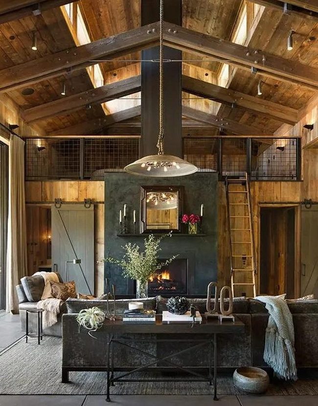 Wooden Beams, Stone Fireplace, Natural Light
