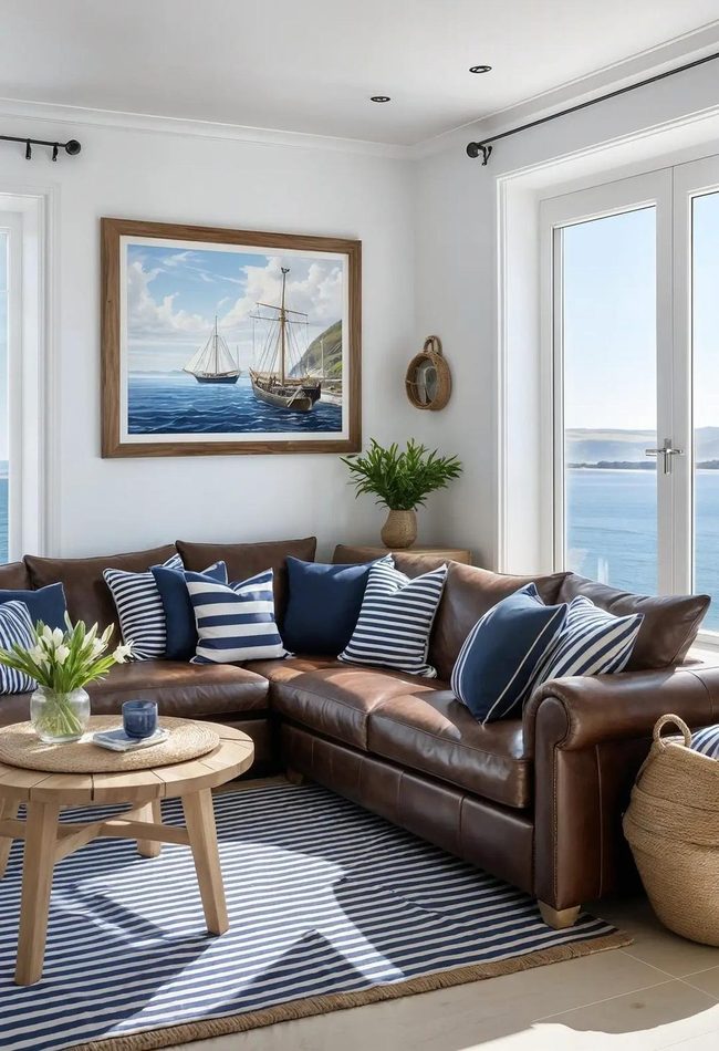 Navy Blue Striped Coastal Living