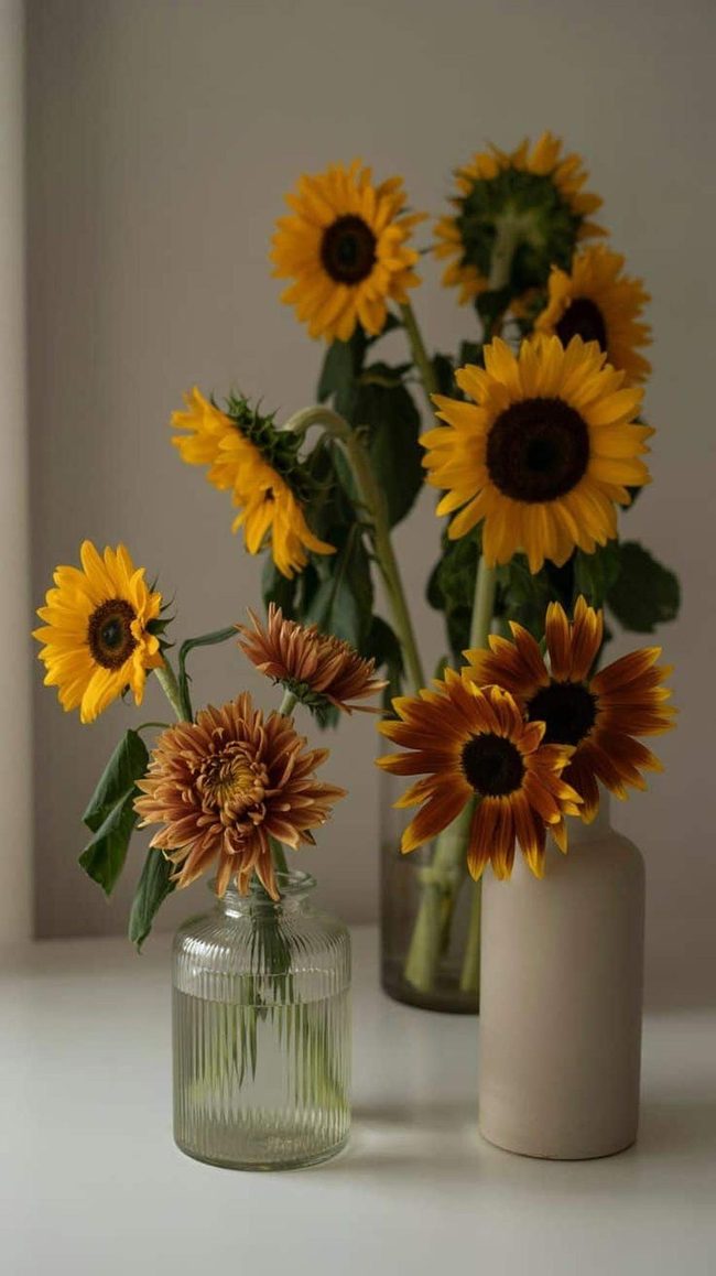 Gold Sunflowers with Autumn Mums