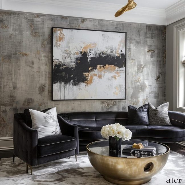 Black Velvet Living Room Sophistication
