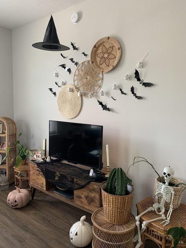Black Bats And Pumpkin Elegance