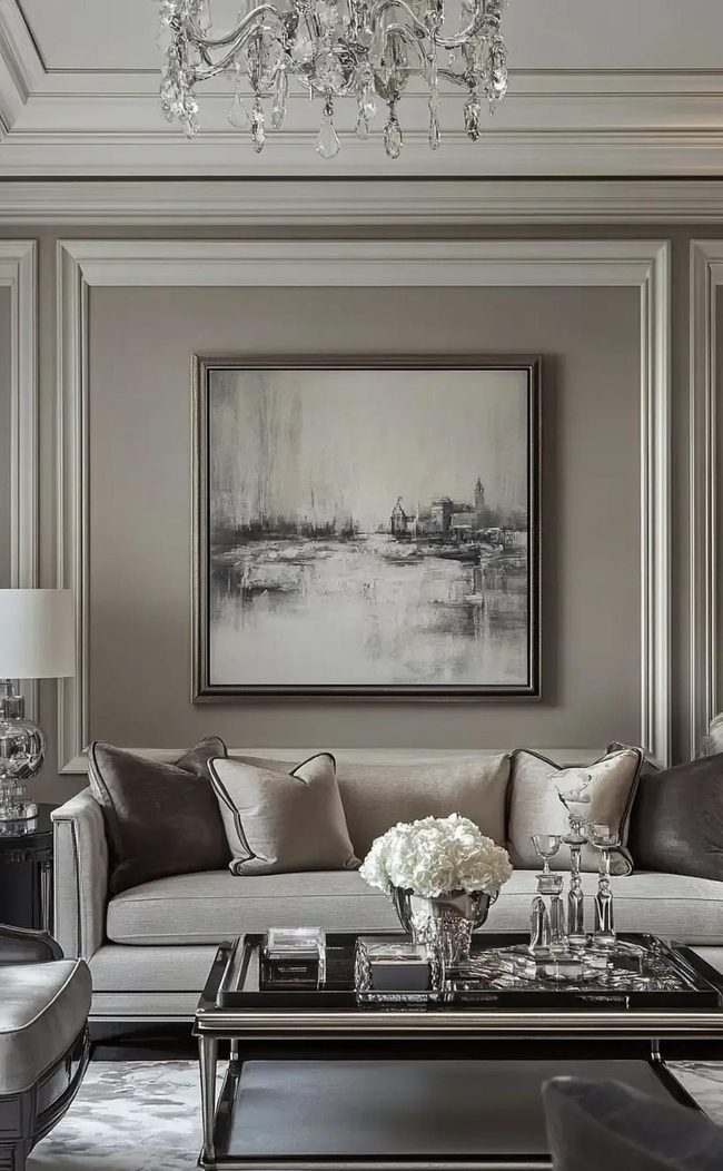 Grey Velvet Sofa with Shaggy Texture