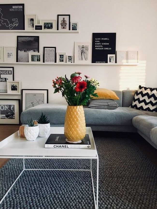 Yellow Flower Vases Bright Living Room