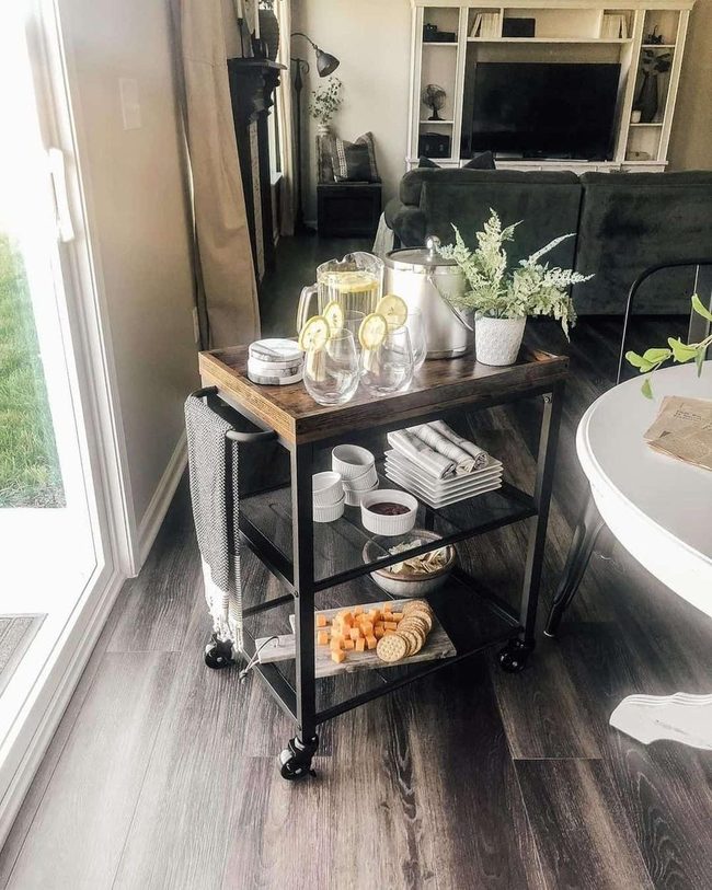 Modern Wood And Metal Bar Cart