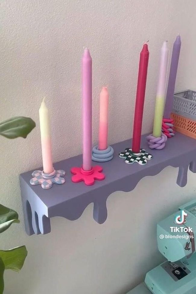 Wavy Shelves With Colorful Candles