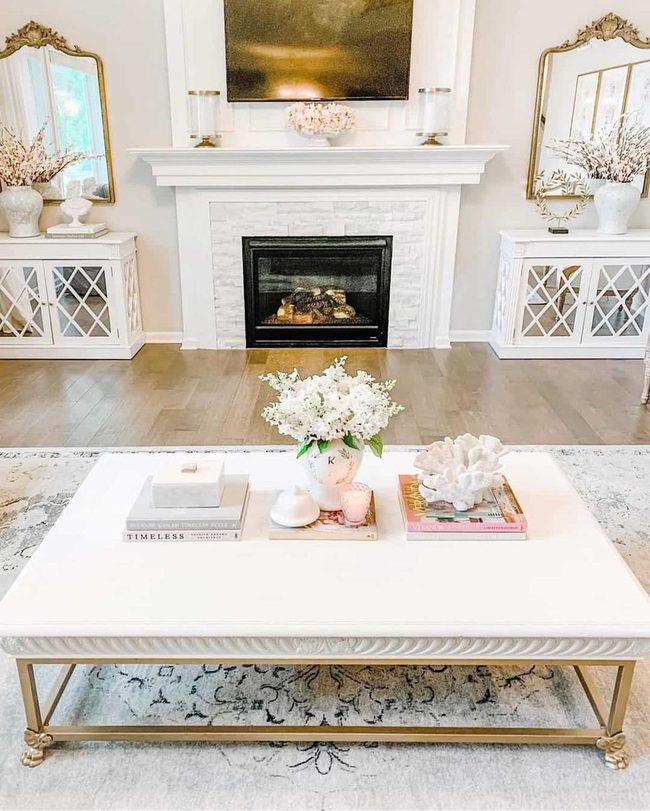 Gold Mirror Reflections With Fresh Blooms