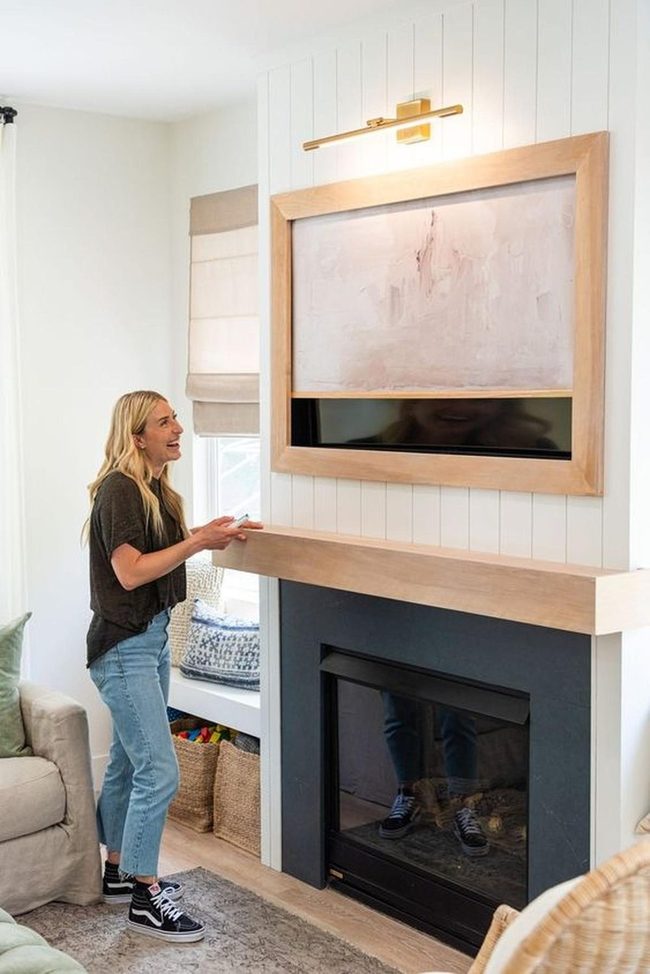 Black Fireplace Sunlit Living Space