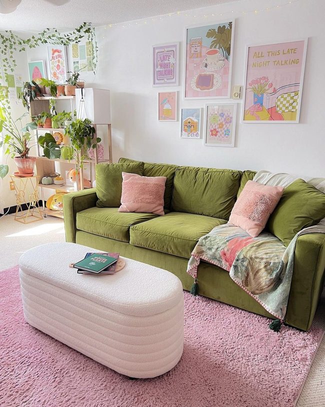 Multicolored Plush Rug Anchors Cozy Corner