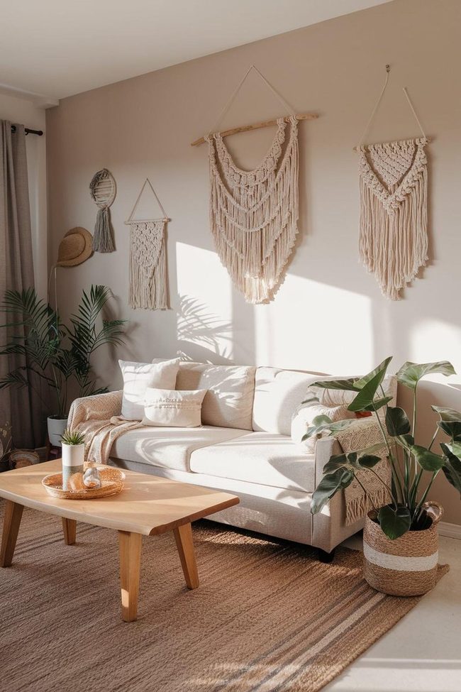 Beige Boho with Macramé Walls
