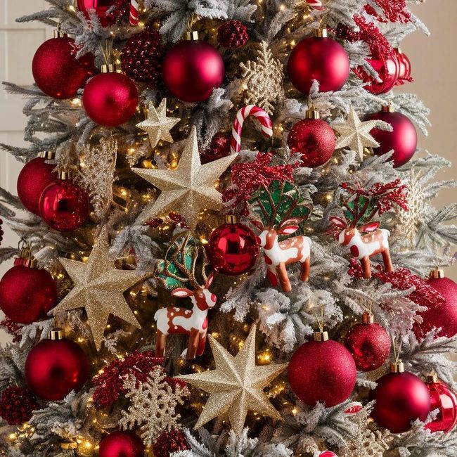 Red Baubles with Golden Accents