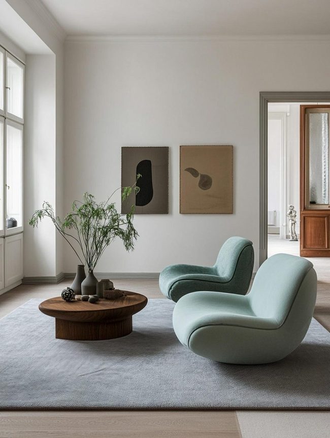 Cool Blue and Green Living Space