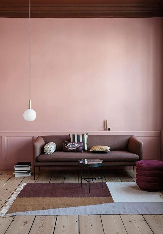 Pink Walls With Mauve Sofa Anchor