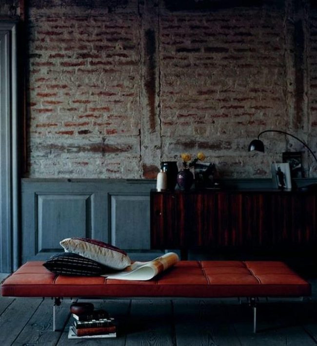 Brown Leather Reading Corner