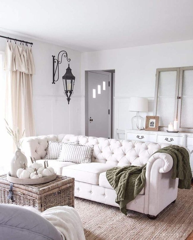 Wicker Trunk Meets Beige Chesterfield