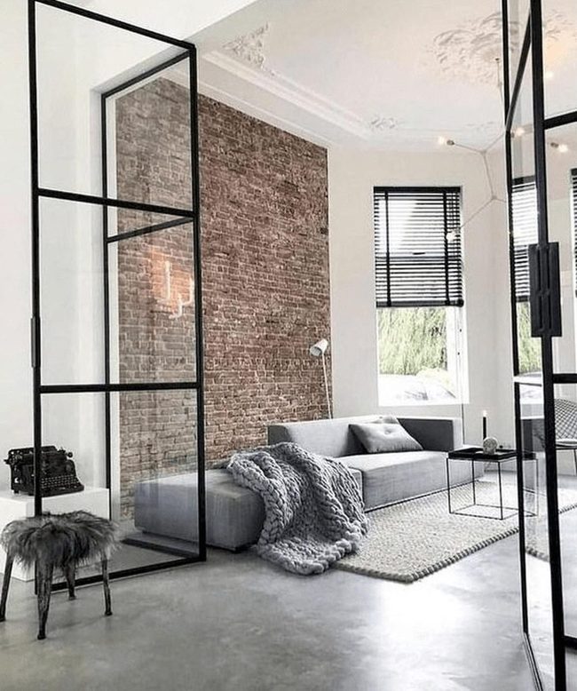 Black Metal Frames Industrial Brick Living