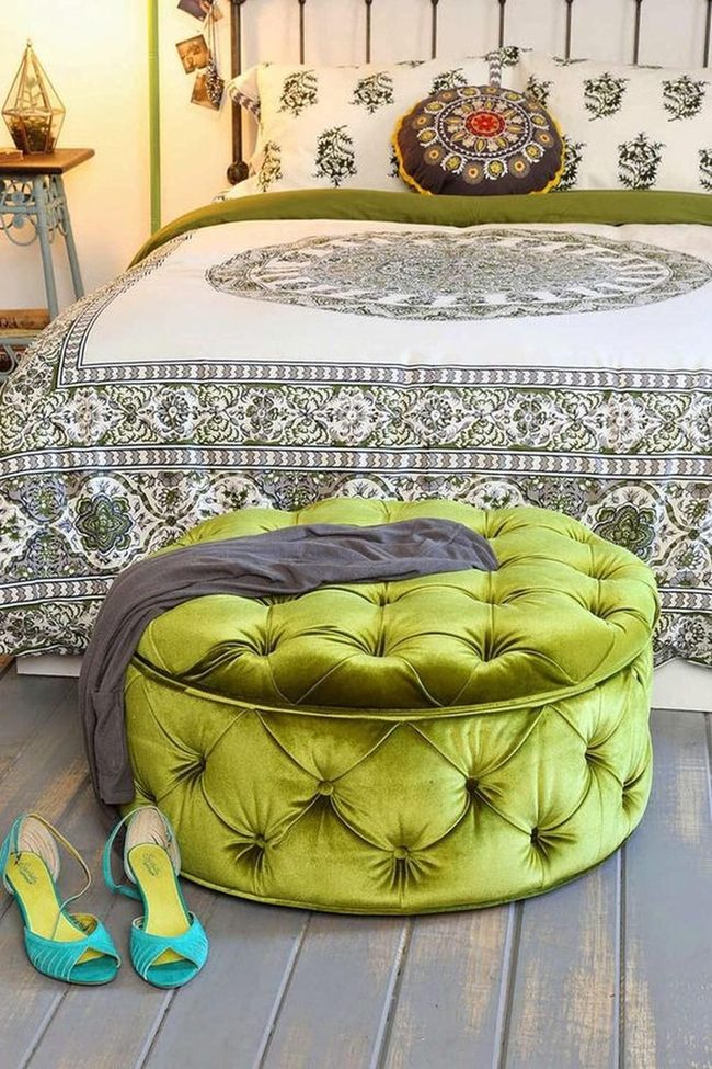 Lime Green Ottoman Bedroom Centerpiece
