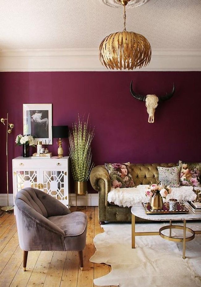 Purple Walls Meet Gold Accents