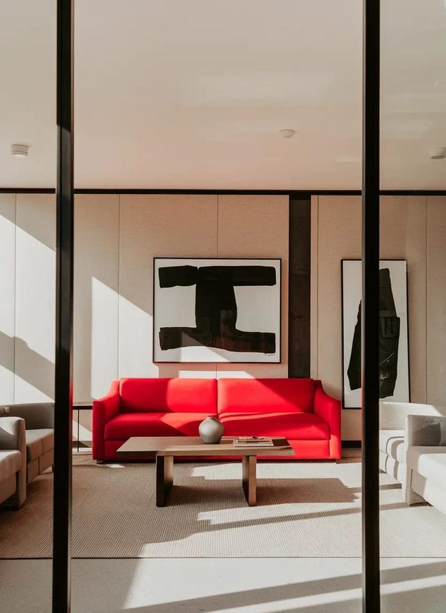 Red Statement Sofa Minimal Gallery