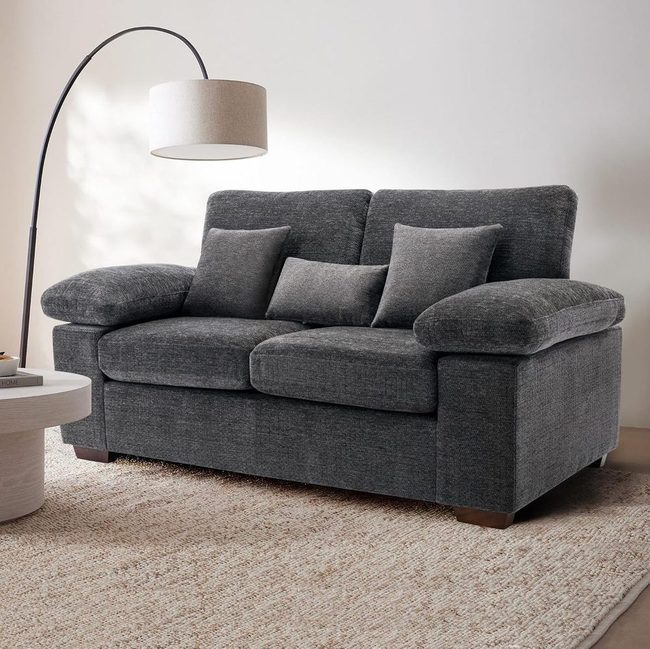 Dark Grey Cushioned Living Room Sofa