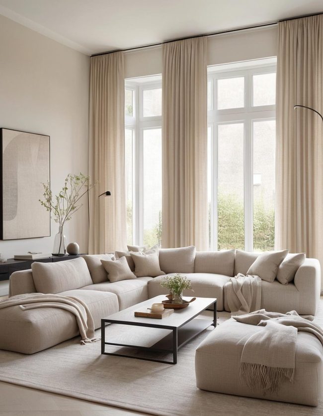 Light-Bouncing Cream Curtains Grey Walls