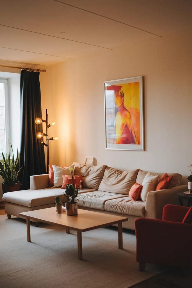 Yellow And Orange Portrait Anchor Living Room