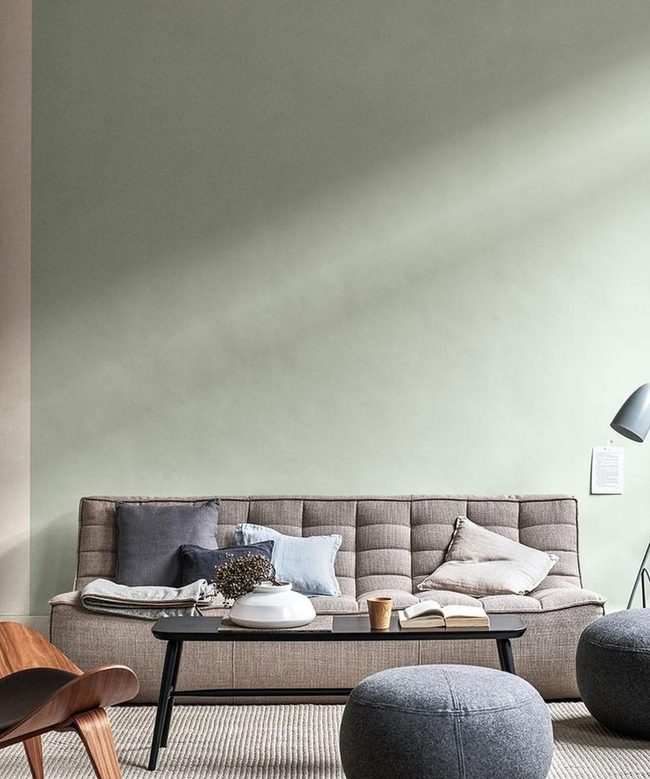 Green Walls And Beige Comfort Living
