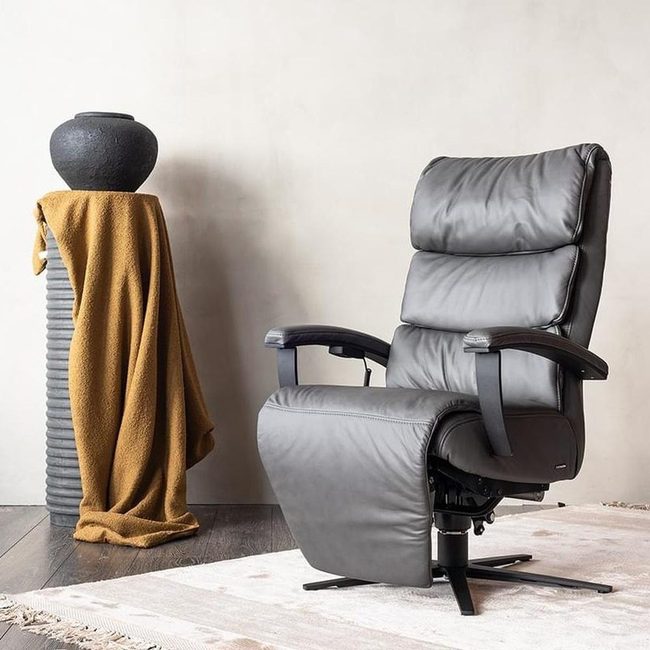 Gray Power Recliner With Golden Warmth