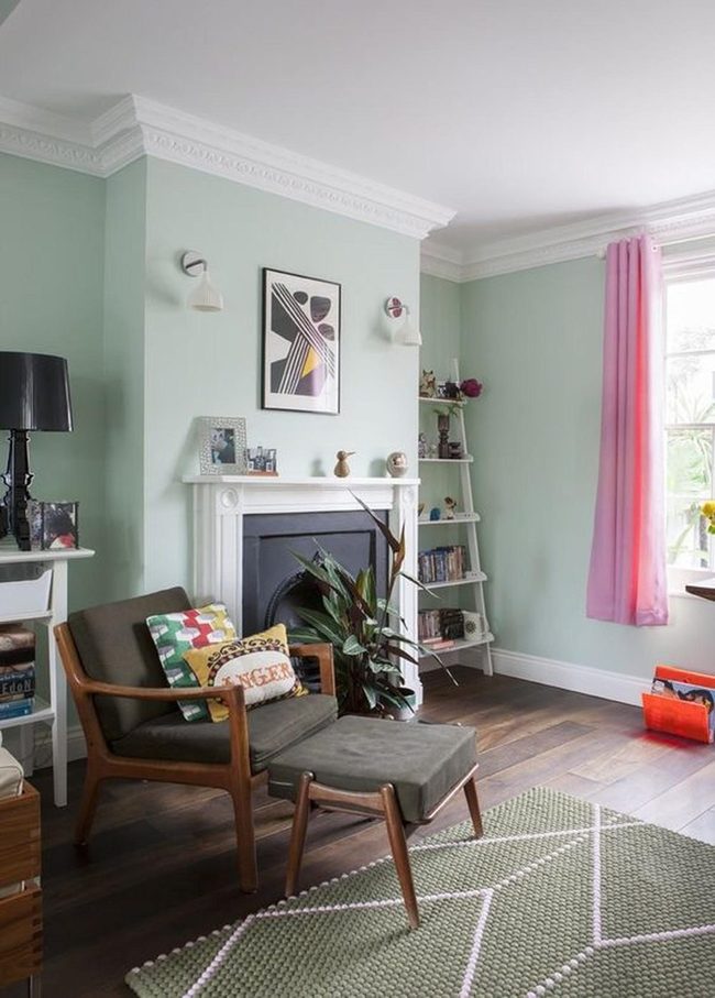 Green Walls, Pink Curtains, Natural Light