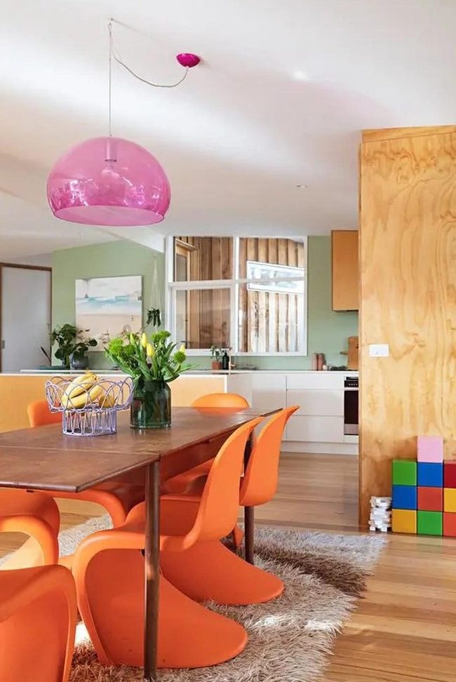 Orange Chairs Energize Modern Dining