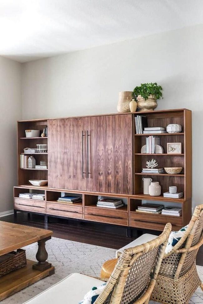 Wooden Cabinet And Natural Light Living Space