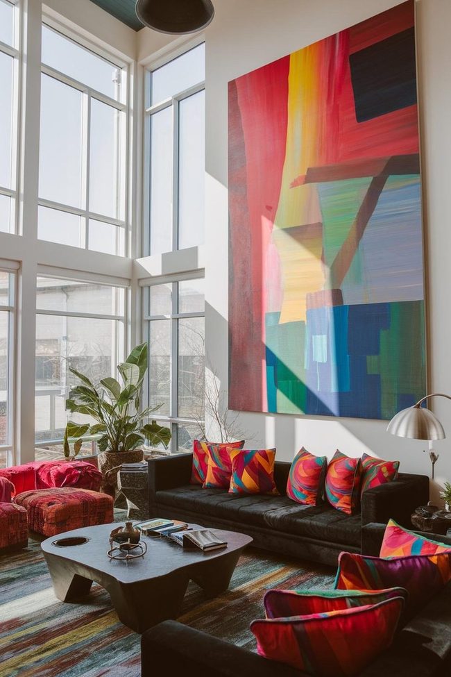 Black Couch Meets Colorful Pillows