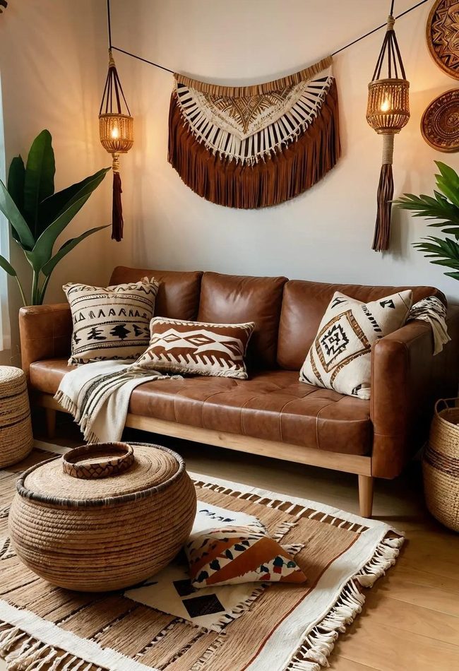 Brown Leather With Weathered Timber Accents