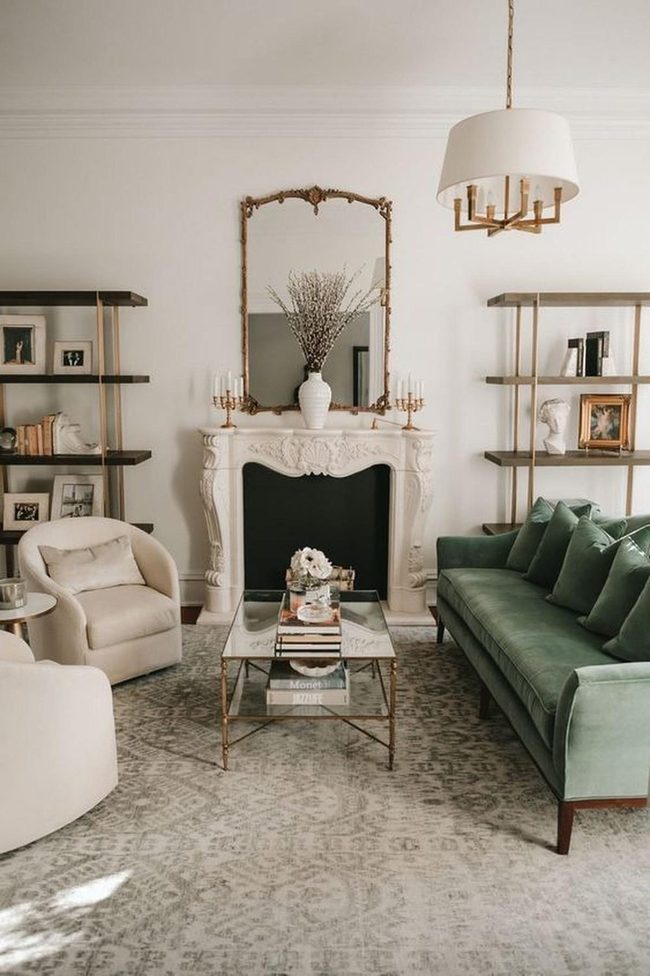 Green Velvet Sofa Meets Light